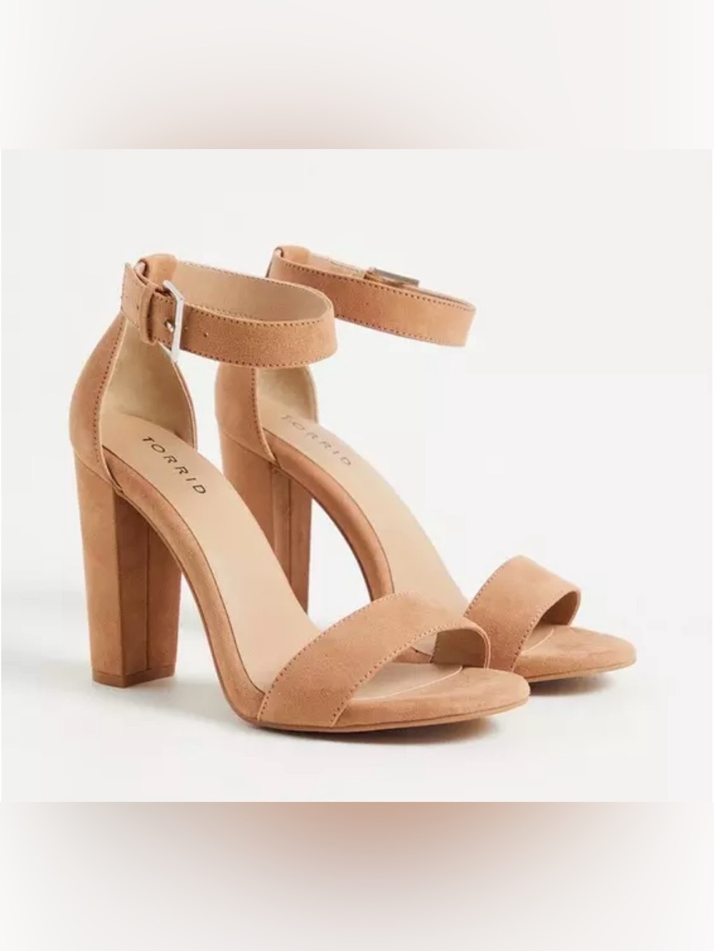 Torrid Tan Suede Ankle-Strap Block Heels 9WW